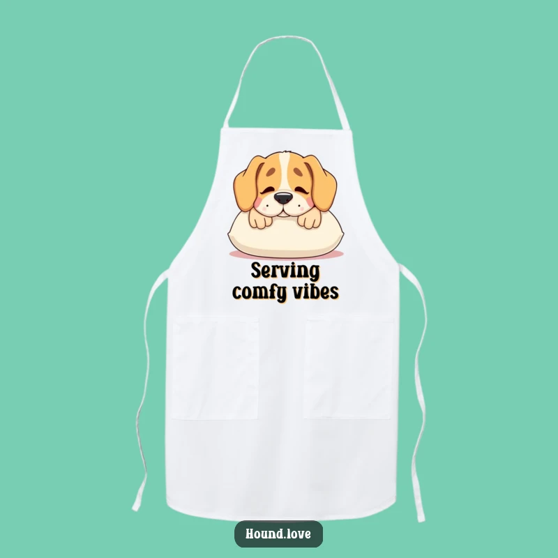 Funny Hound Pillow Apron: Contented Dog Chef - Kitchen Gift