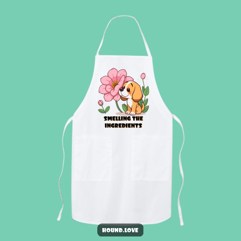 Funny Hound Sniffing Apron: Whimsical Kitchen Wear for Gardeners and Dog Lovers