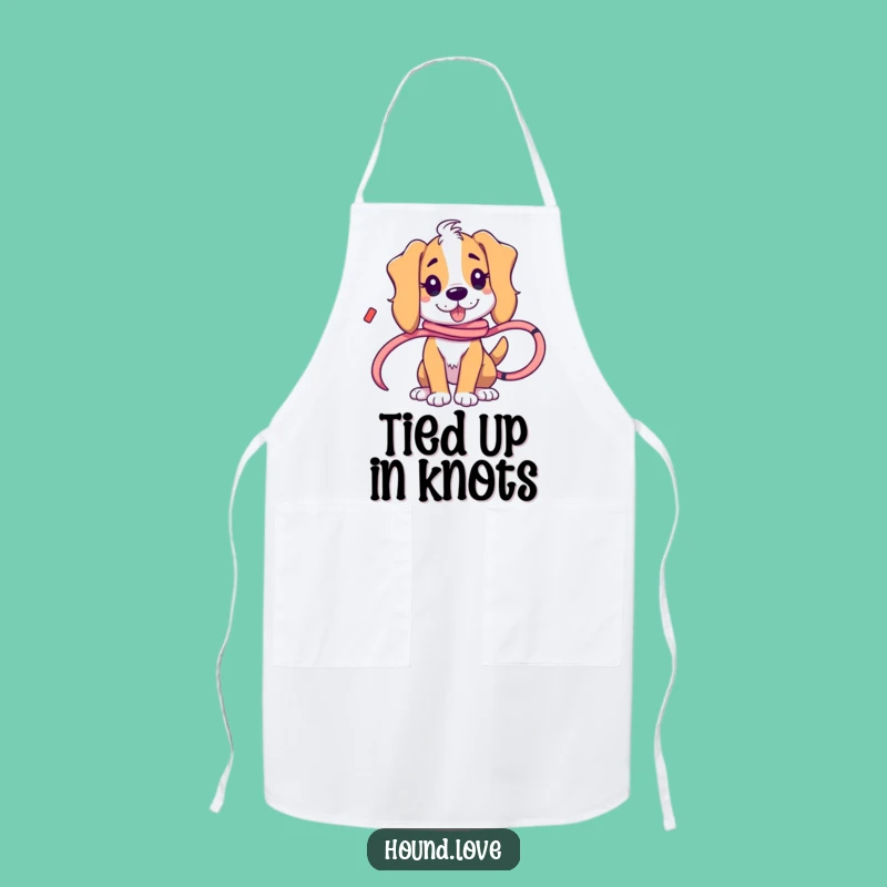 Funny Tangled Hound Apron: Ribbon Chaos Chef, Practical Funny Gift