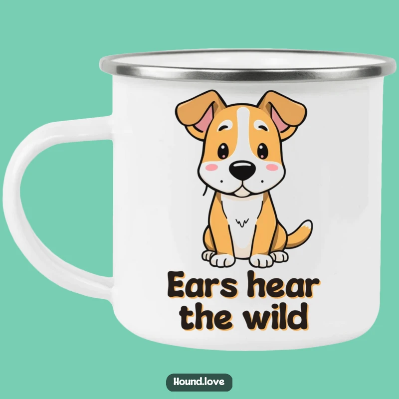 Durable Funny Hound Camping Mug, Alert Ears Outdoor Fun, Adventure Gift
