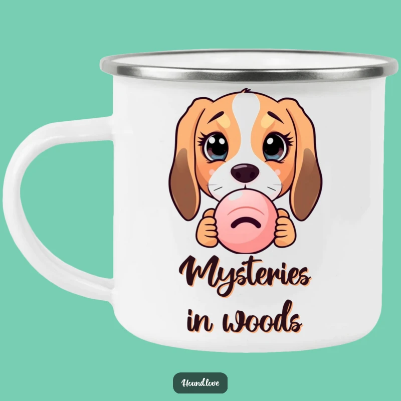 Funny Curious Hound Camping Mug - Adventure Fuelled by Adorable Curiosity