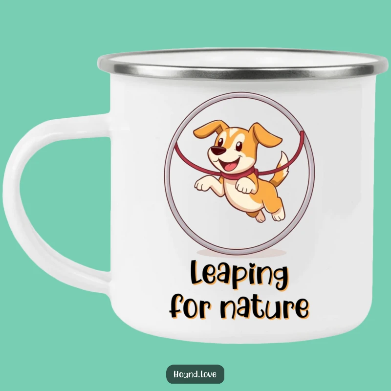 Funny Leaping Hound Camping Mug: Durable Hoop Design, Great Funny Outdoor Gift