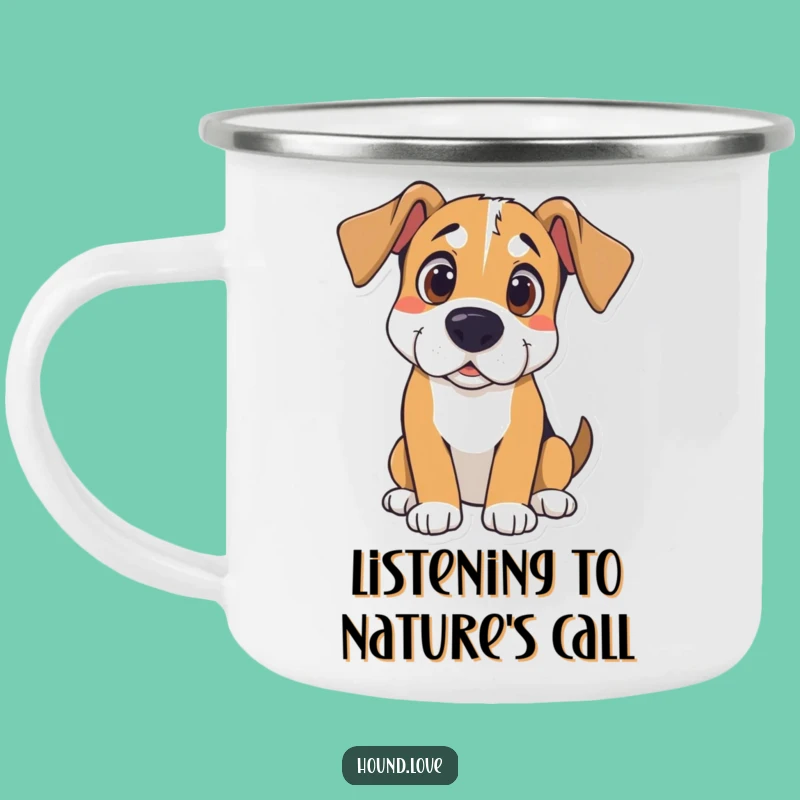 Funny Curious Hound Camp Mug: Durable Humor for Attentive Campers