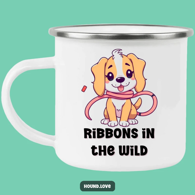 Funny Tangled Hound Camping Mug: Durable Ribbon Design, Great Funny Outdoor Gift