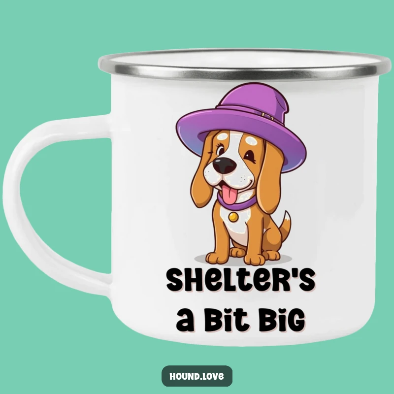 Funny Hat Hound Camping Mug: Durable & Hilarious Cup for Fashionable Campers