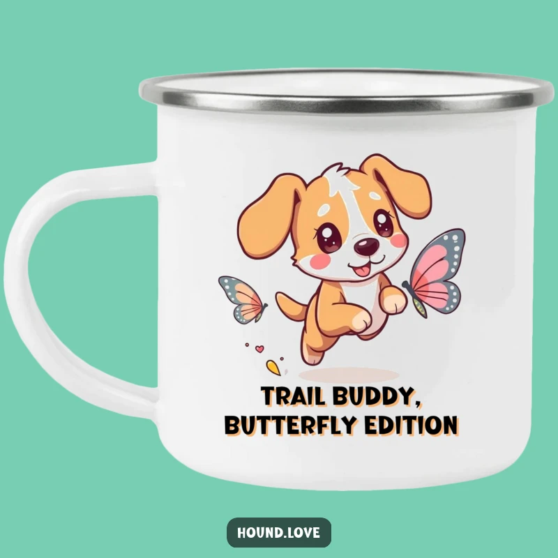 Funny Hound Butterfly Trail Camping Mug: Your Hilarious Companion for Outdoor Adventures