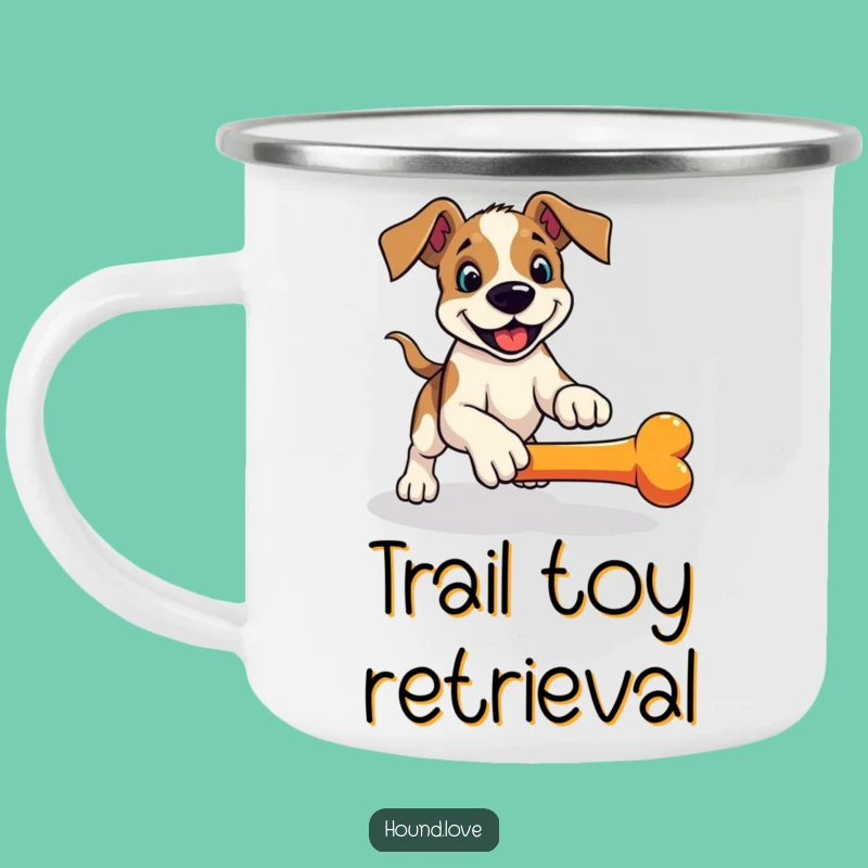 Funny Hound Fetch Camping Mug: Playful Pounce - Outdoor Gift