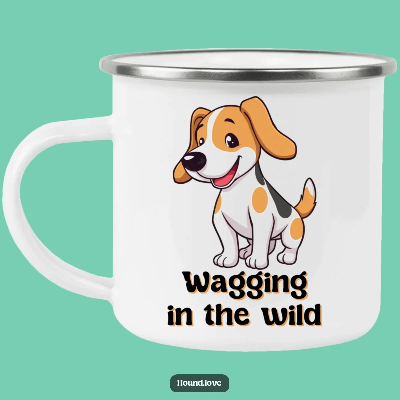 Funny Hound Dog Camping Mug: Trail-Ready Laughter with a Hilarious Wagging Tail Gift
