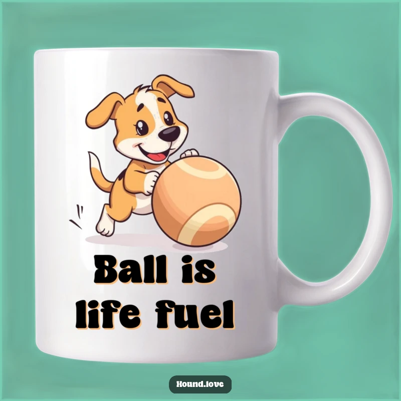Funny Hound Ball Chase Mug: Playful Dog Design, Perfect Funny Gift for Dog Lovers