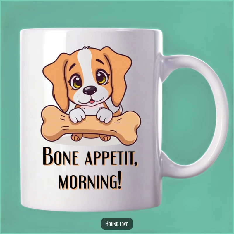 Funny Hound Dog Gift Mug: Innocent Eyes Adoring Giant Bone, Perfect Canine Lover Present