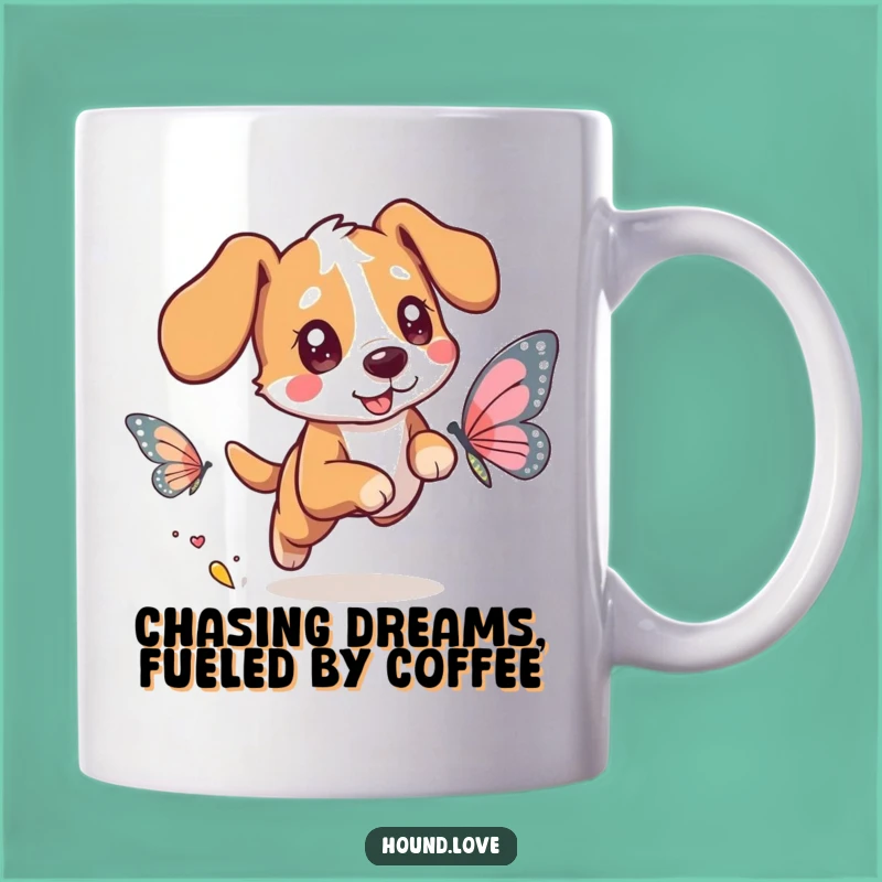 Funny Hound Chasing Butterfly Mug: A Whimsical and Hilarious Gift for Nature Lovers