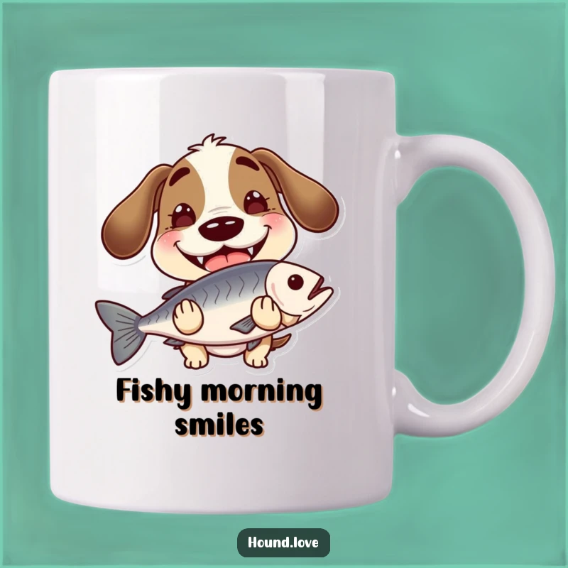 Funny Hound Fish Mug - Goofy Grin & Slippery Catch, Perfect Gift!