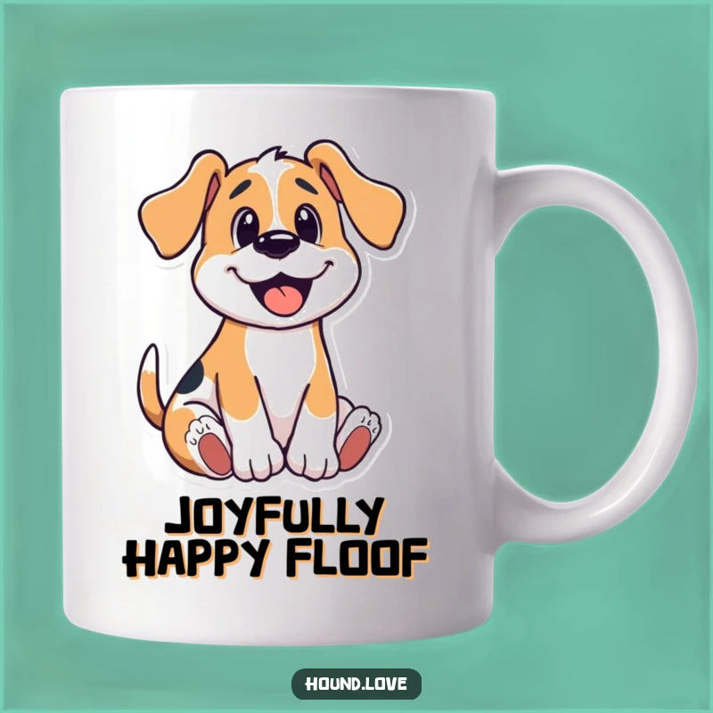 Funny Happy Hound Wriggle Mug, Joyful Dog Lover Gift, Playful Present