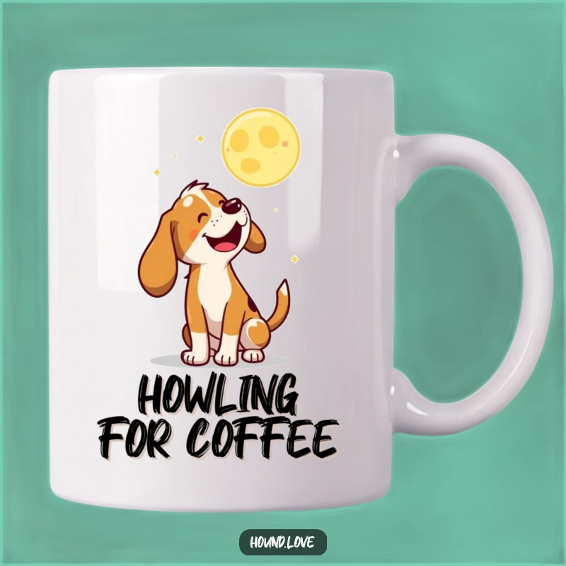 Funny Baying Hound Mug: Nocturnal Canine Comedy Gift for Moon Lovers