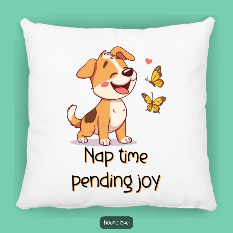 Funny Hound Chasing Butterfly Pillow: Comfy and Hilarious Pet Accent Gift