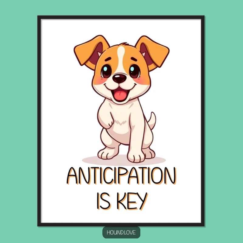 Funny Dog Digital Art: Excited Hound Ready to Retrieve, Instant Humorous Wall Decor & Gift