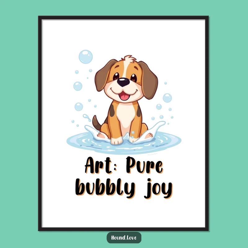 Funny Hound Bubble Delight Digital Print: Instant Hilarious Decor and Gift