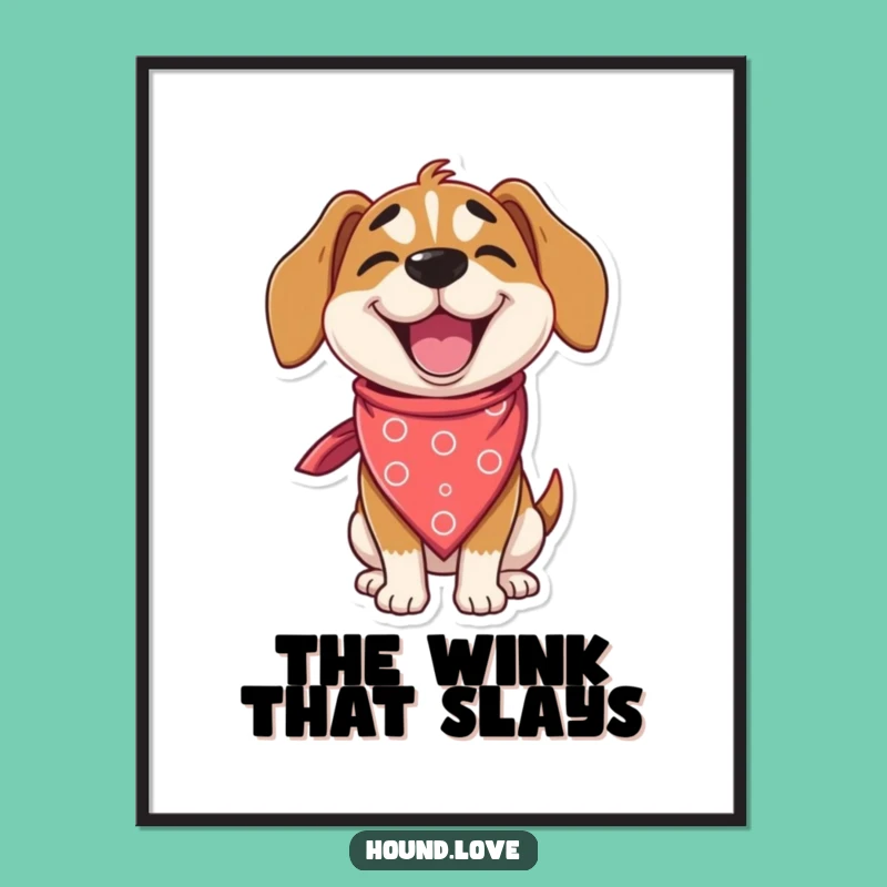 Funny Delighted Hound Digital Art: Instant Style Print, Gift