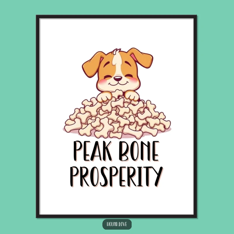 Funny Happy Hound Digital Art: Instant Bone Bliss Print, Gift