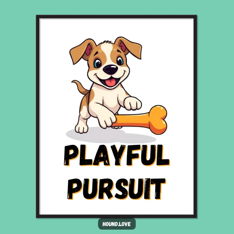 Funny Hound Fetch Digital Art: Playful Pounce - Instant Decor