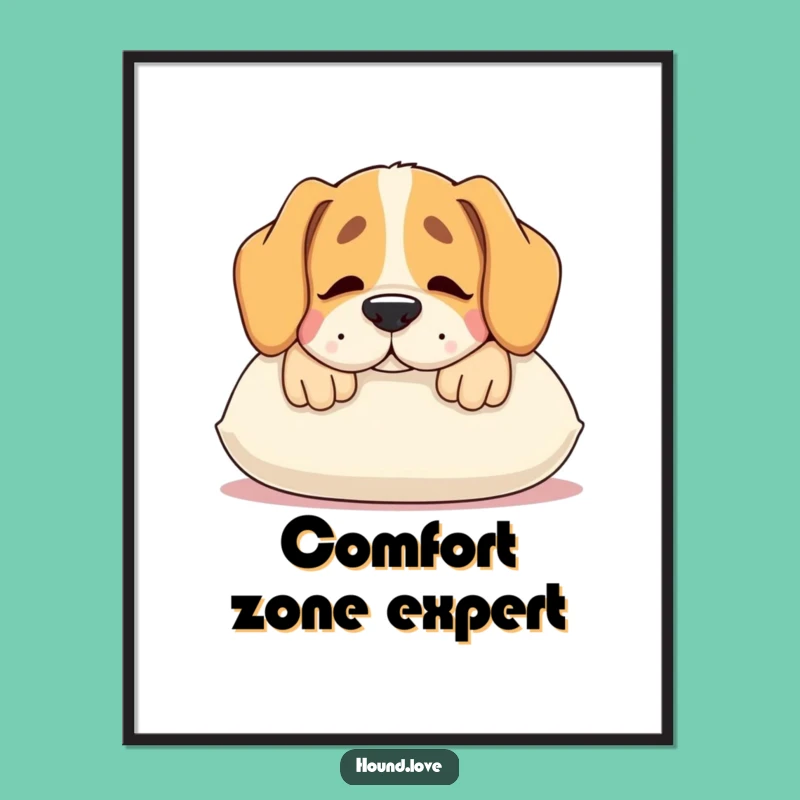 Funny Hound Pillow Digital Art: Contented Dog Comfort - Instant Decor