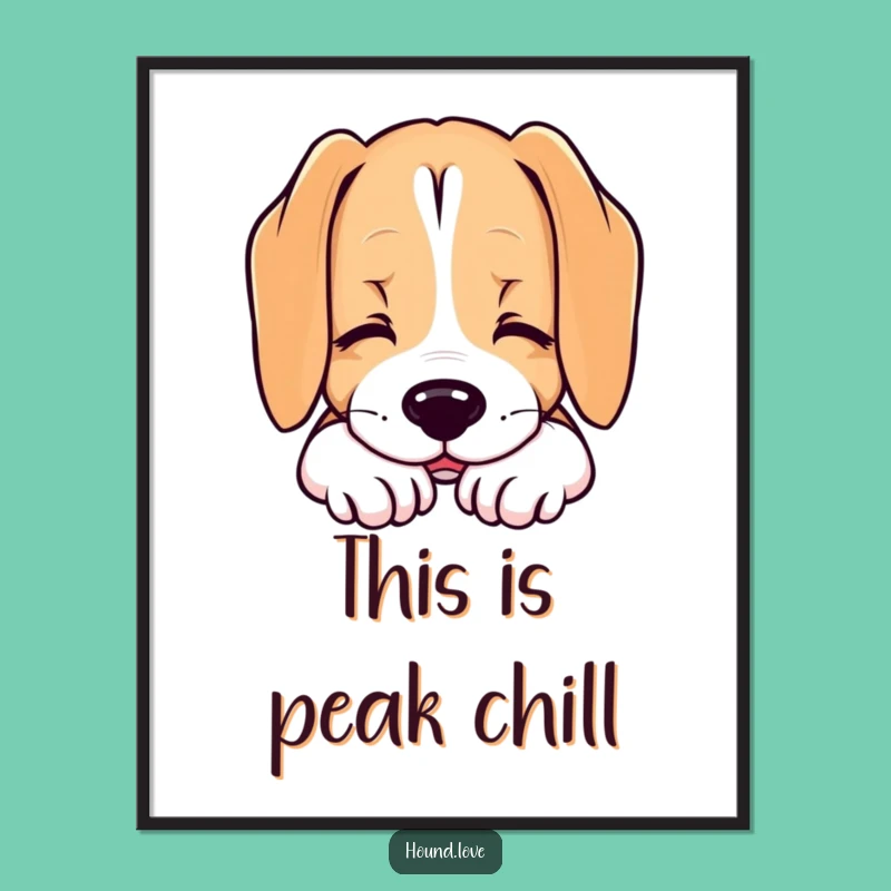 Funny Hound Sigh Digital Art, Relaxed Print, Instant Peaceful Decor