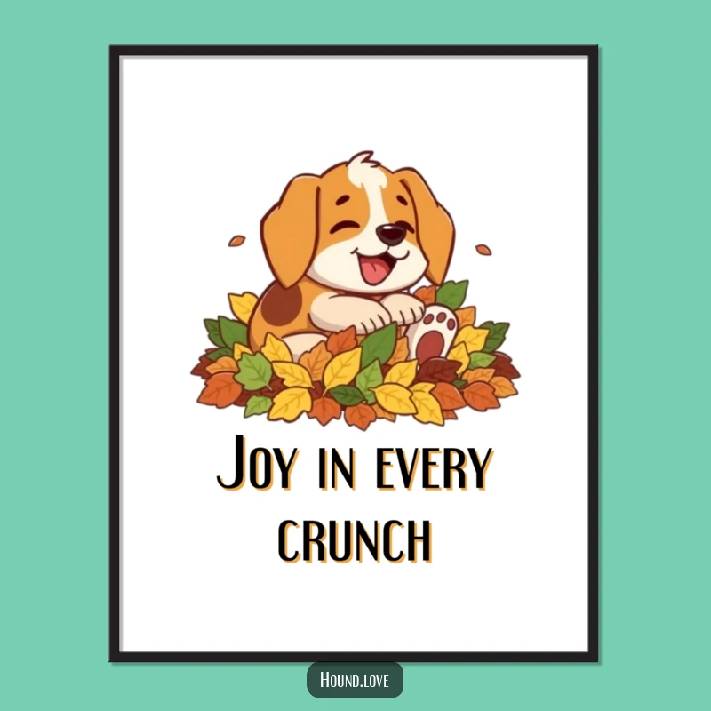 Funny Hound Leaf Pile Digital Print: Instant Autumn Decor and Hilarious Gift