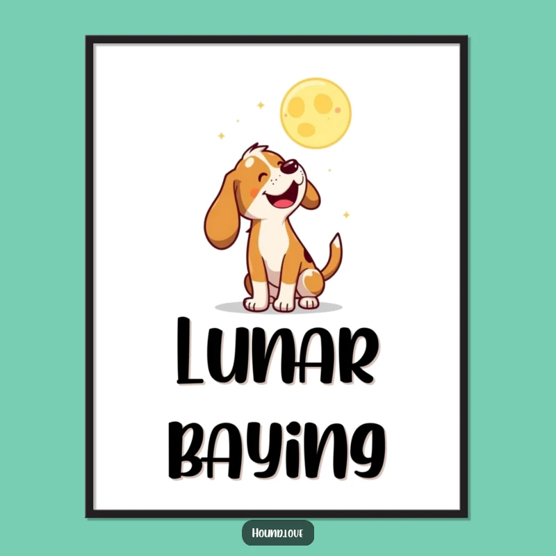 Funny Baying Hound Digital Art: Printable Nocturnal Joy for Instant Decor