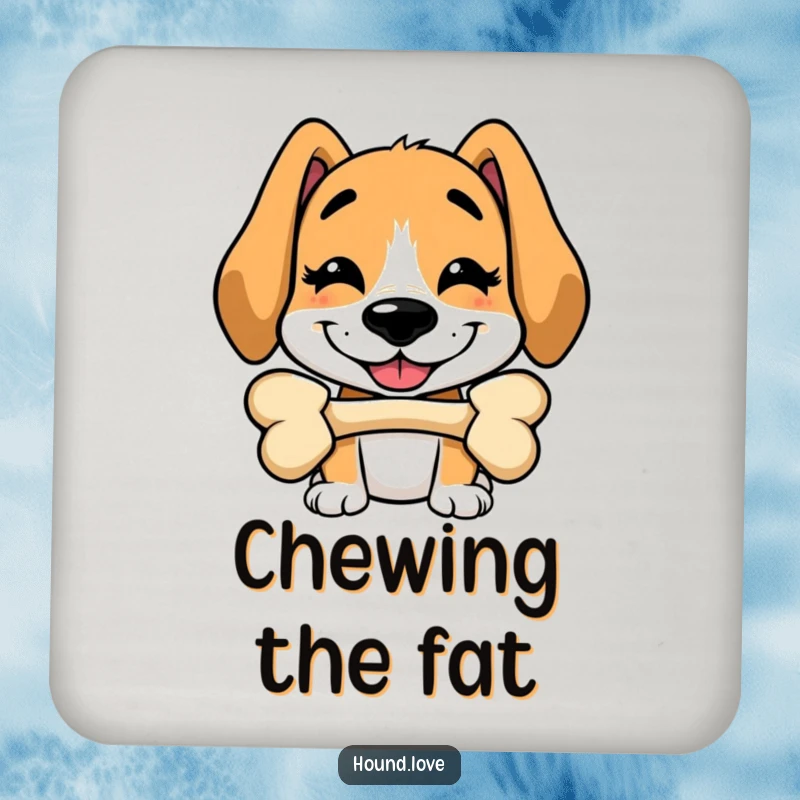 Funny drink coasters featuring a silly hound balancing a bone on its nose, adding playful and protective charm.