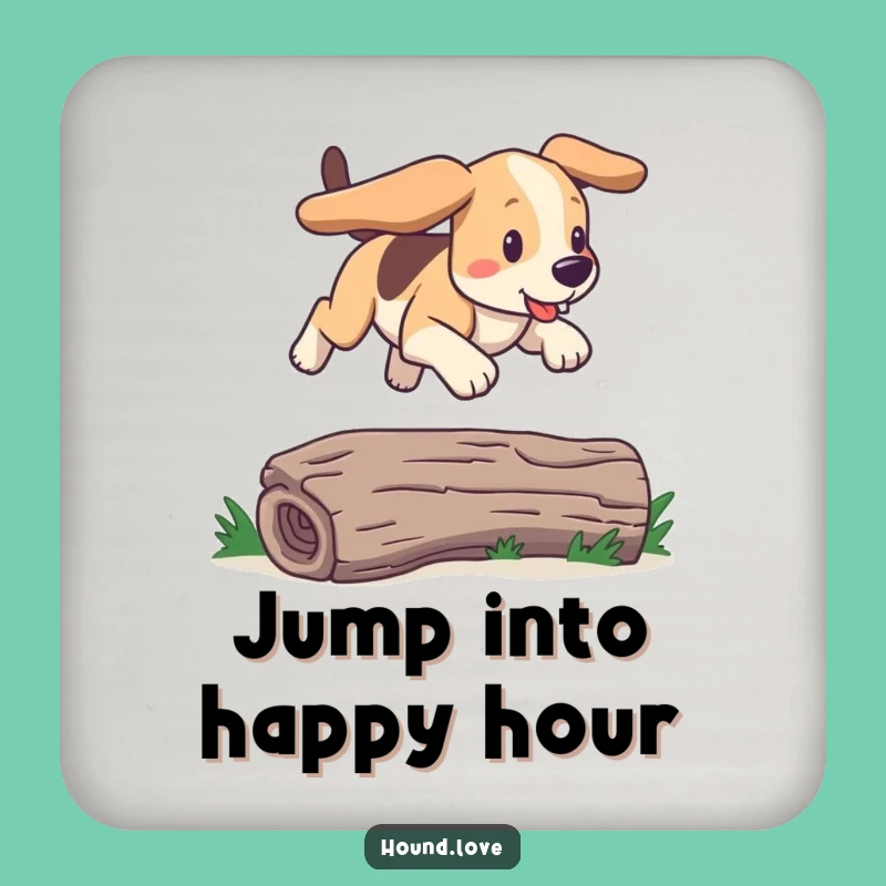 Funny Bounding Hound Coaster: Protect Surfaces with Leaps, a Hilarious Dog Gift