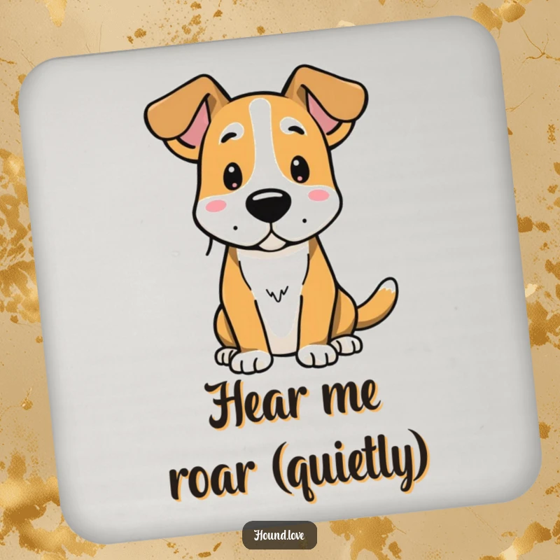 Funny drink coasters showcasing a hound dog with alert ears, providing surface protection with a side of humor.