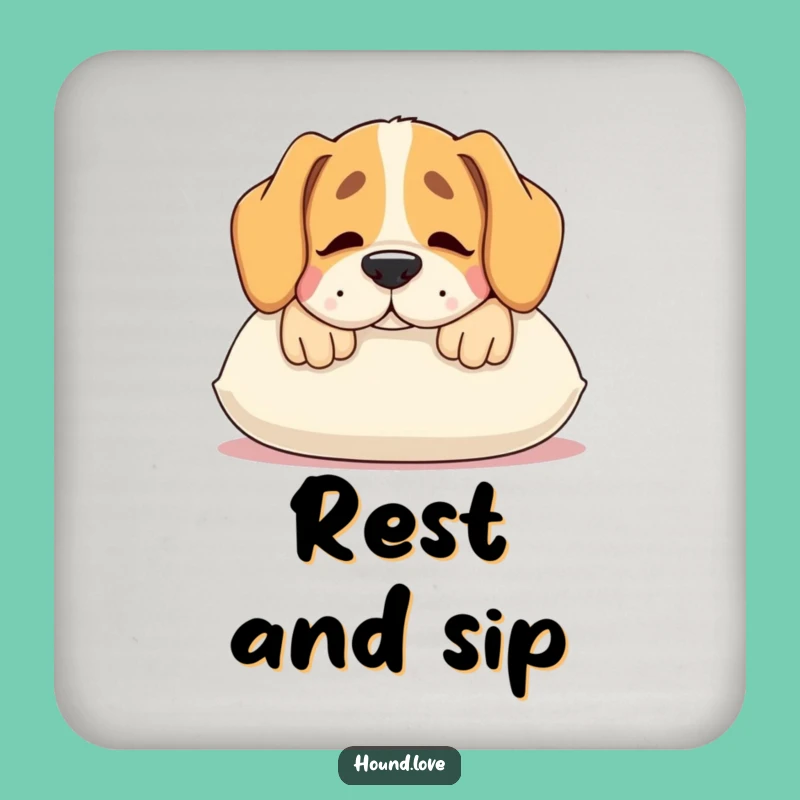 Funny Hound Pillow Coaster: Contented Dog Protection - Bar Gift
