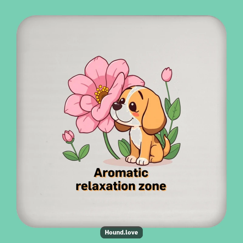 Funny Hound Sniffing Coaster: Protect Surfaces with Hilarious Floral Dog Art