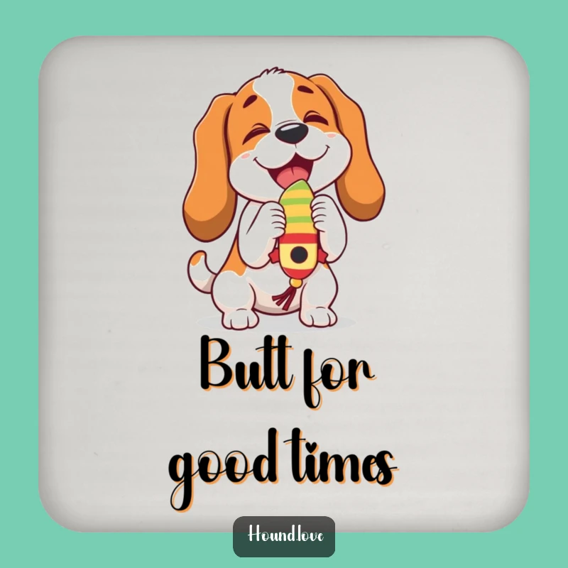 Funny Playful Hound Coaster Set: Toy Time Decor, Charming Funny Gift