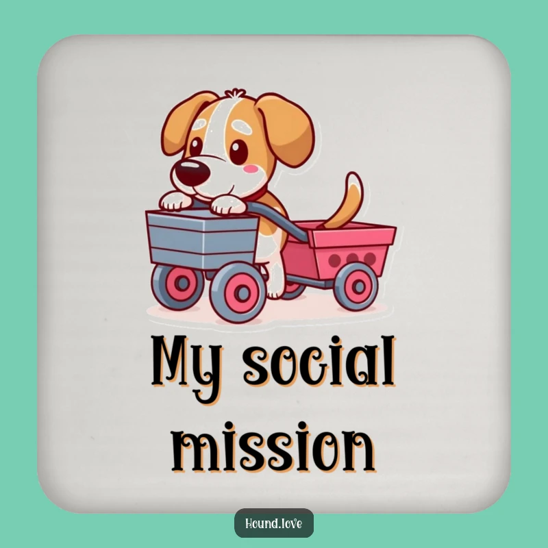 Funny Determined Hound Coaster - Protect Surfaces with Canine Humor!