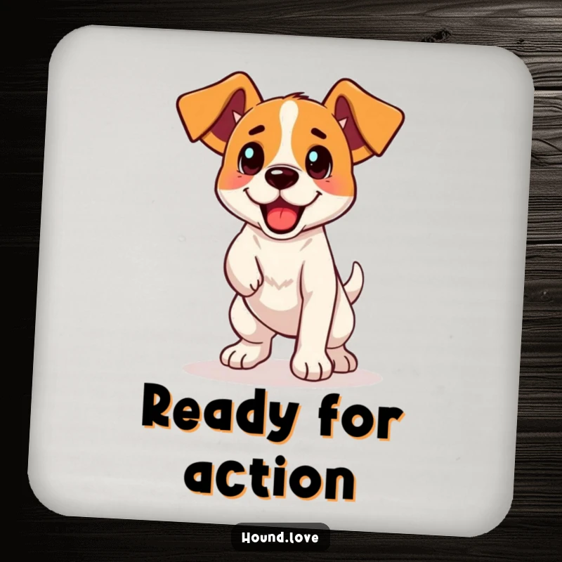 Funny Coaster: A single coaster featuring a happy hound on a fetch mission, adding a humorous touch to drink service.