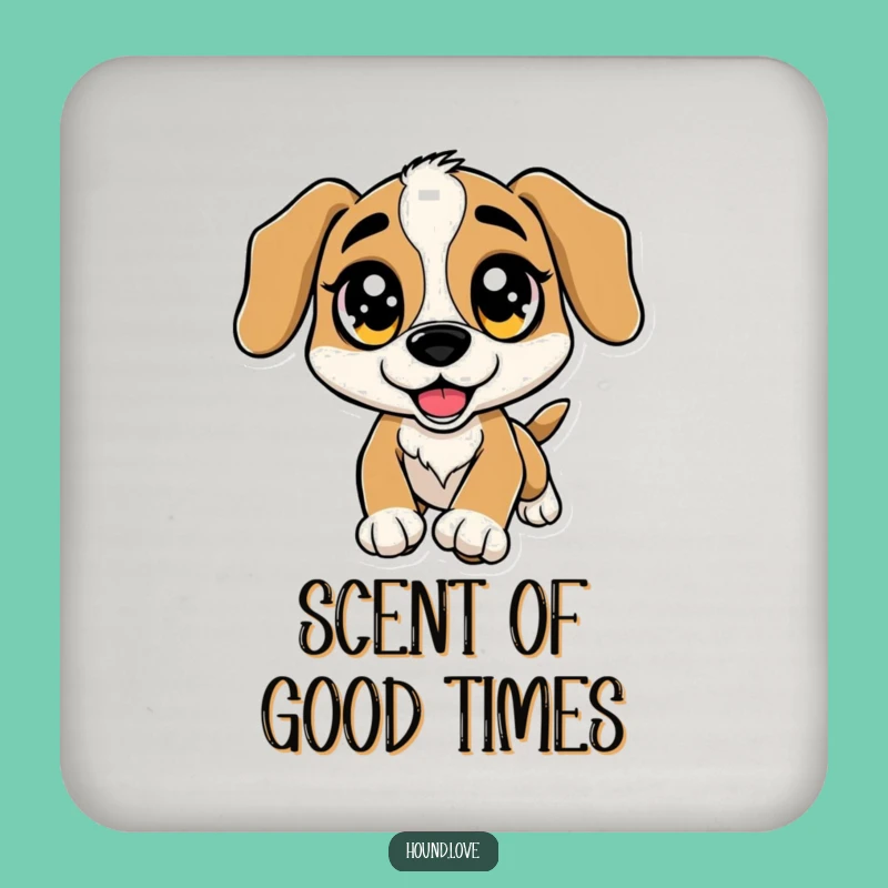 Funny Sparkle Eye Hound Coaster - Excited Leap Drink Protector, Playful Funny Gift