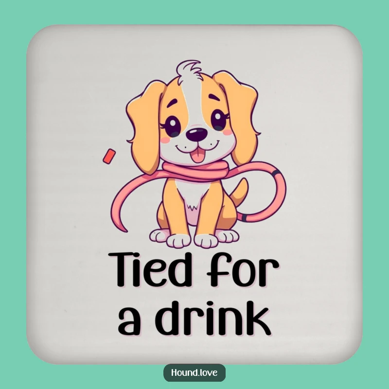Funny Tangled Hound Coaster Set: Ribbon Chaos Decor, Charming Funny Gift