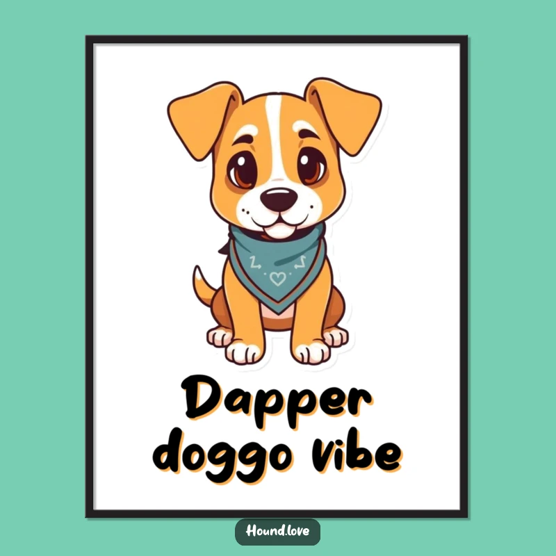Funny Hound Bandana Poster: Adorable Dog Art for Wall Décor