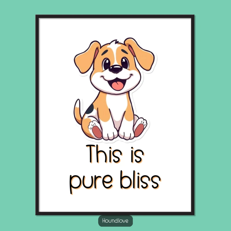 Funny Hound Wriggle Poster, Happy Dog Art, Playful Wall Decor Gift