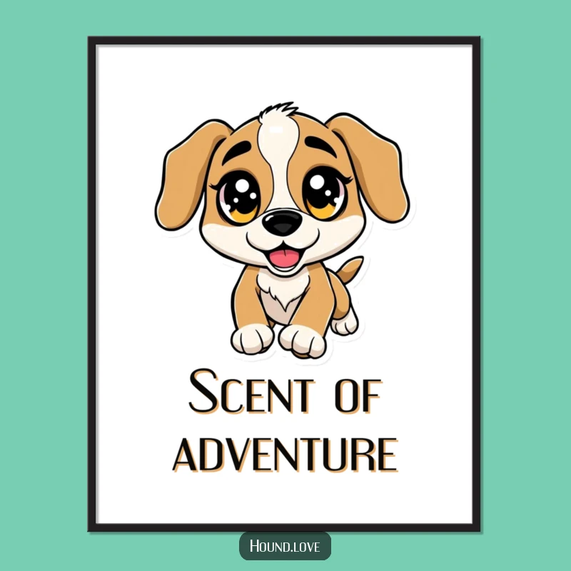 Funny Sparkle Eye Hound Poster - Excited Leap Wall Art, Vibrant Funny Gift Decor