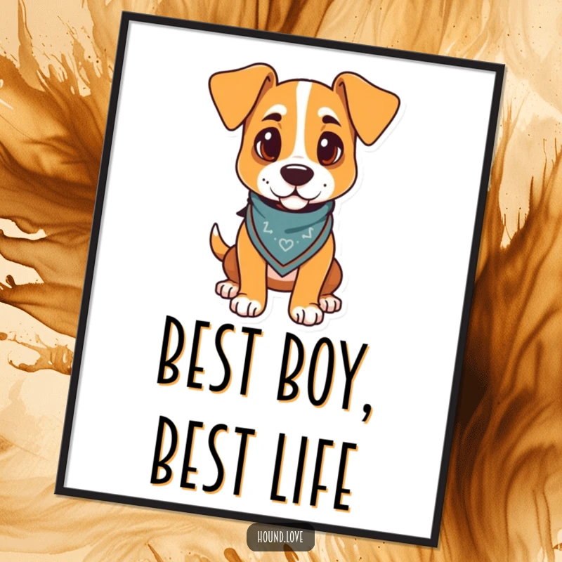 Funny Free Printable Wall Art: Stylish hound dog with a jaunty bandana, exuding pride and humor.