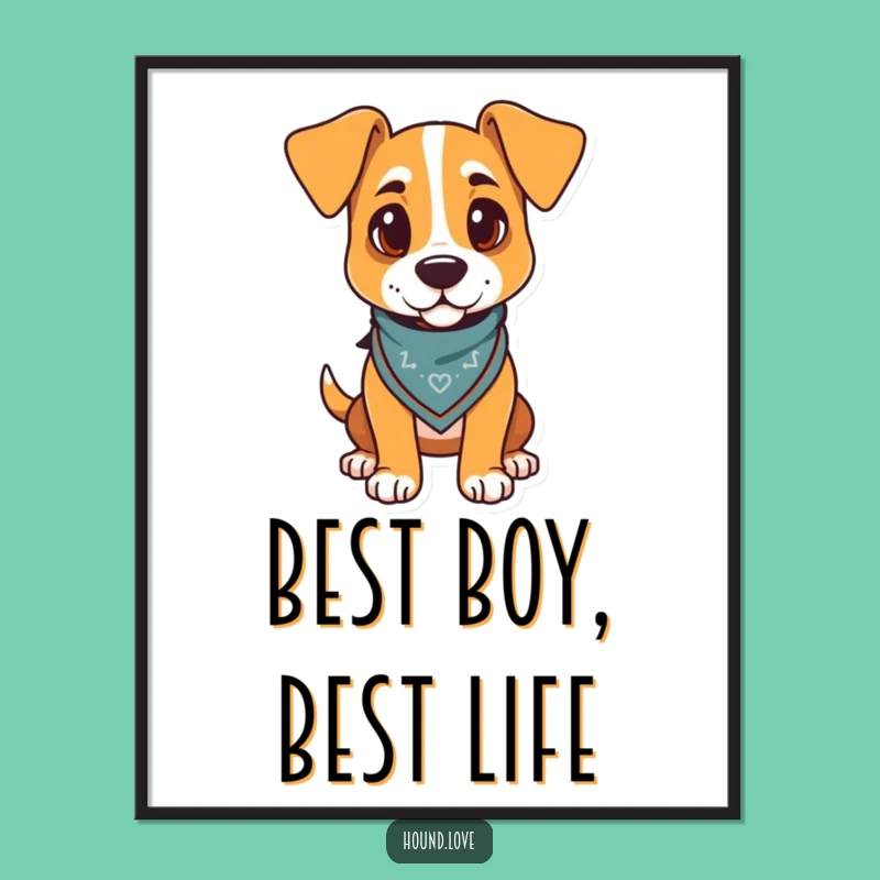 Funny Free Printable Wall Art: Proud Hound Dog, Jaunty Bandana, Downloadable Decor