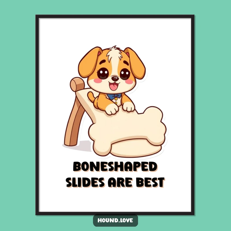Free Printable Hound Wall Art: Funny Bone Slide Dog Downloadable Decor