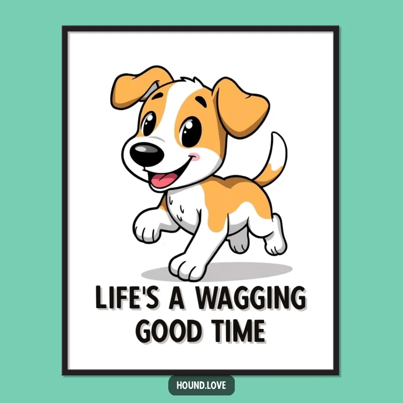 Free Printable Hound Wall Art: Comical Dog Trot Downloadable Decor for Dog Lovers