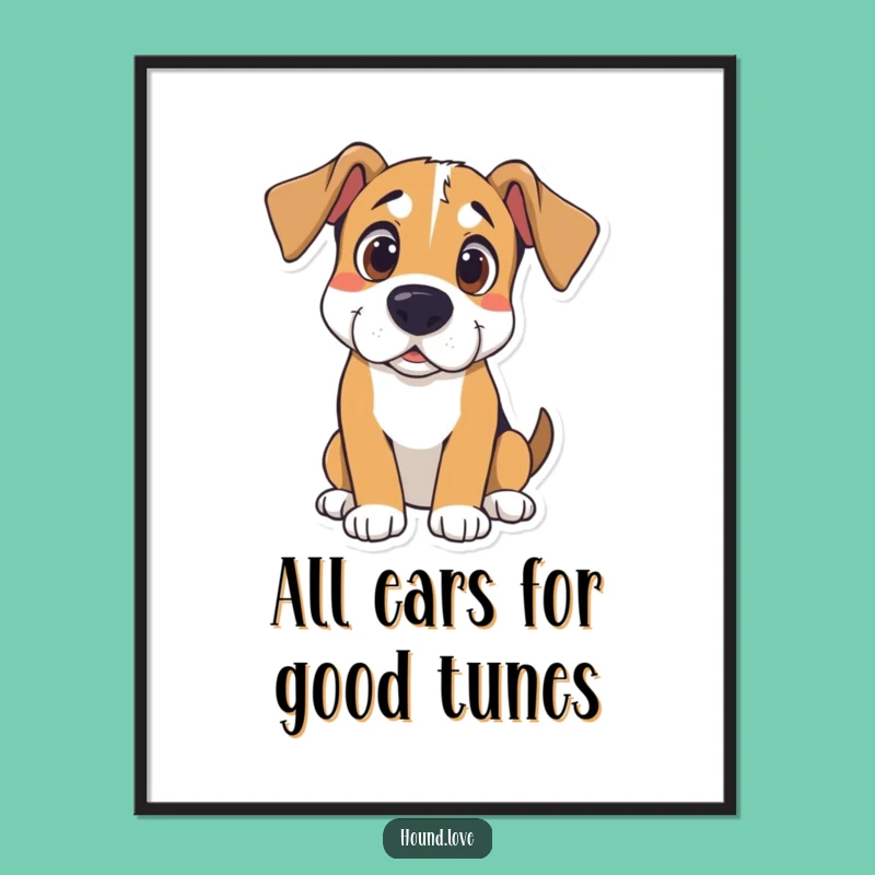 Free Printable Wall Art: Curious Hound Listening for Funny & Engaging Home Decor