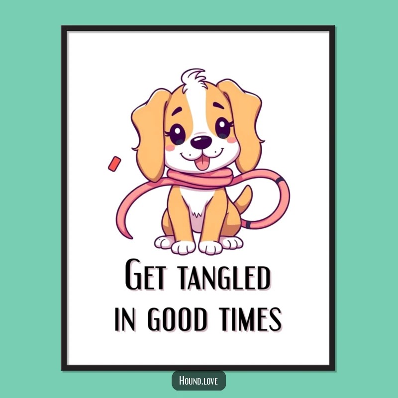 Free Printable Wall Art: Tangled Hound Ribbon Funny Downloadable Decor