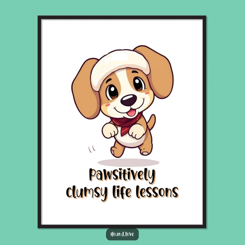 Funny Free Printable Wall Art: Clumsy Hound Dog Mishap - Downloadable Cartoon Decor