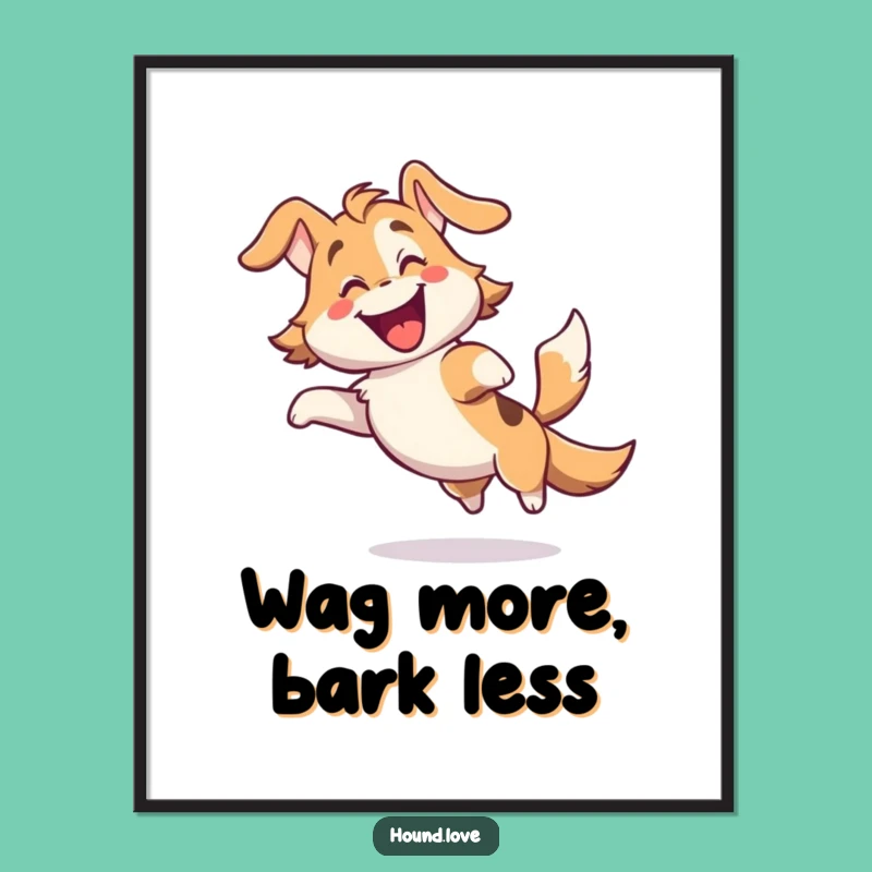 Funny Free Printable Wall Art: Happy Spinning Hound Dog - Downloadable Decor