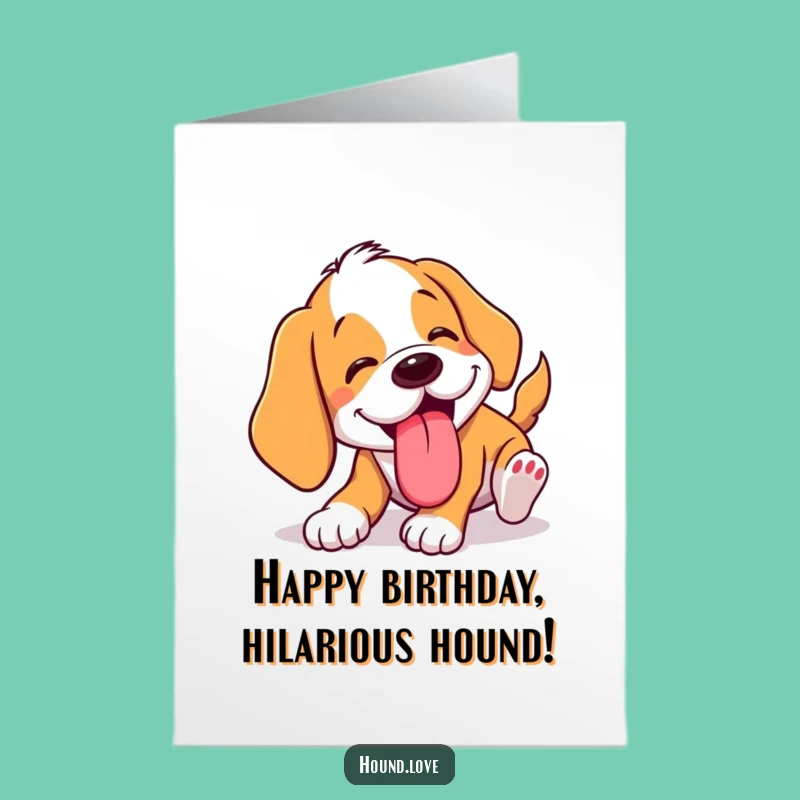 Tumbling Hound Birthday Card Free Printable: Funny Fall Downloadable Gift